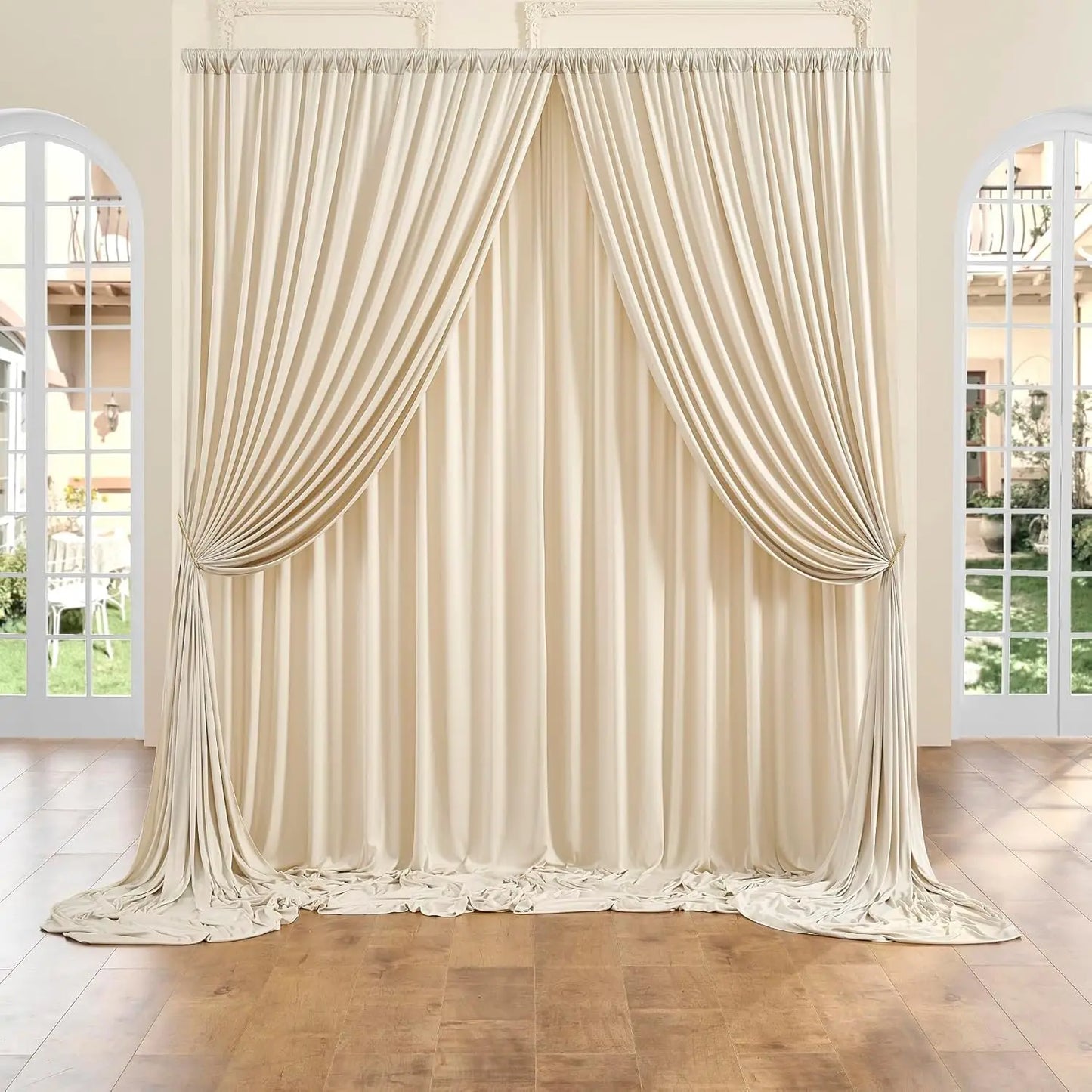 (8-10 Panels) 5ft x 10ft Ivory Backdrop Curtains for Wedding Birthday Baby Shower Photography Backdrop Fabric Curtains Drapes Ho