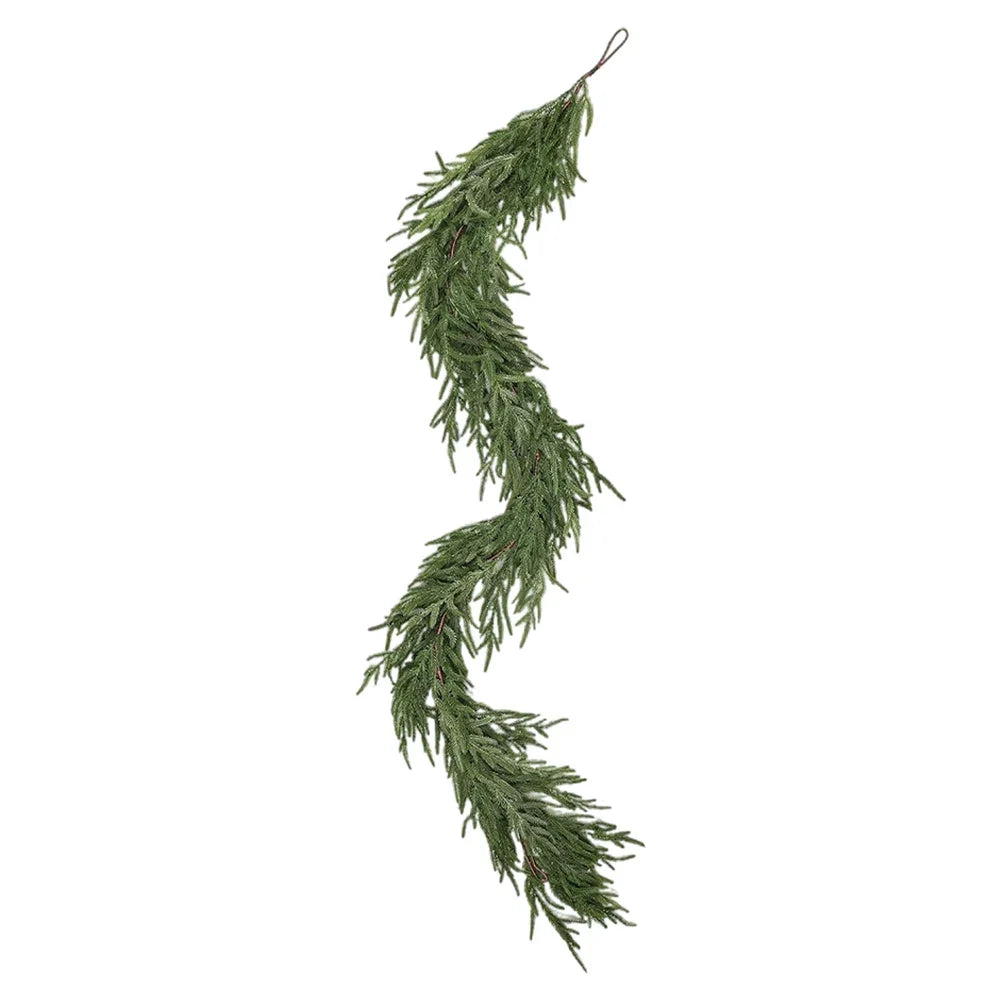 6/9 Ft Norfolk Pine Garland Real Touch Artificial Greenery Garland Winter Pine Garland for Holiday Mantel Fireplace Table