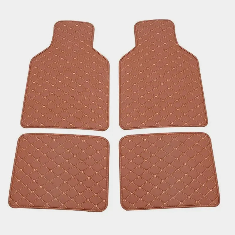 Universal PU Leather Car Floor Mats 4 Pcs Front Rear Set