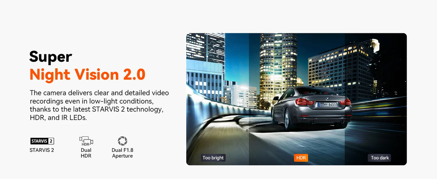 Vantrue N2X 2.7K HDR Dashcam Front and Inside 5G WiFi Dual Dash Camera with IR Night Vision STARVIS 2 Voice Control 60FPS GPS