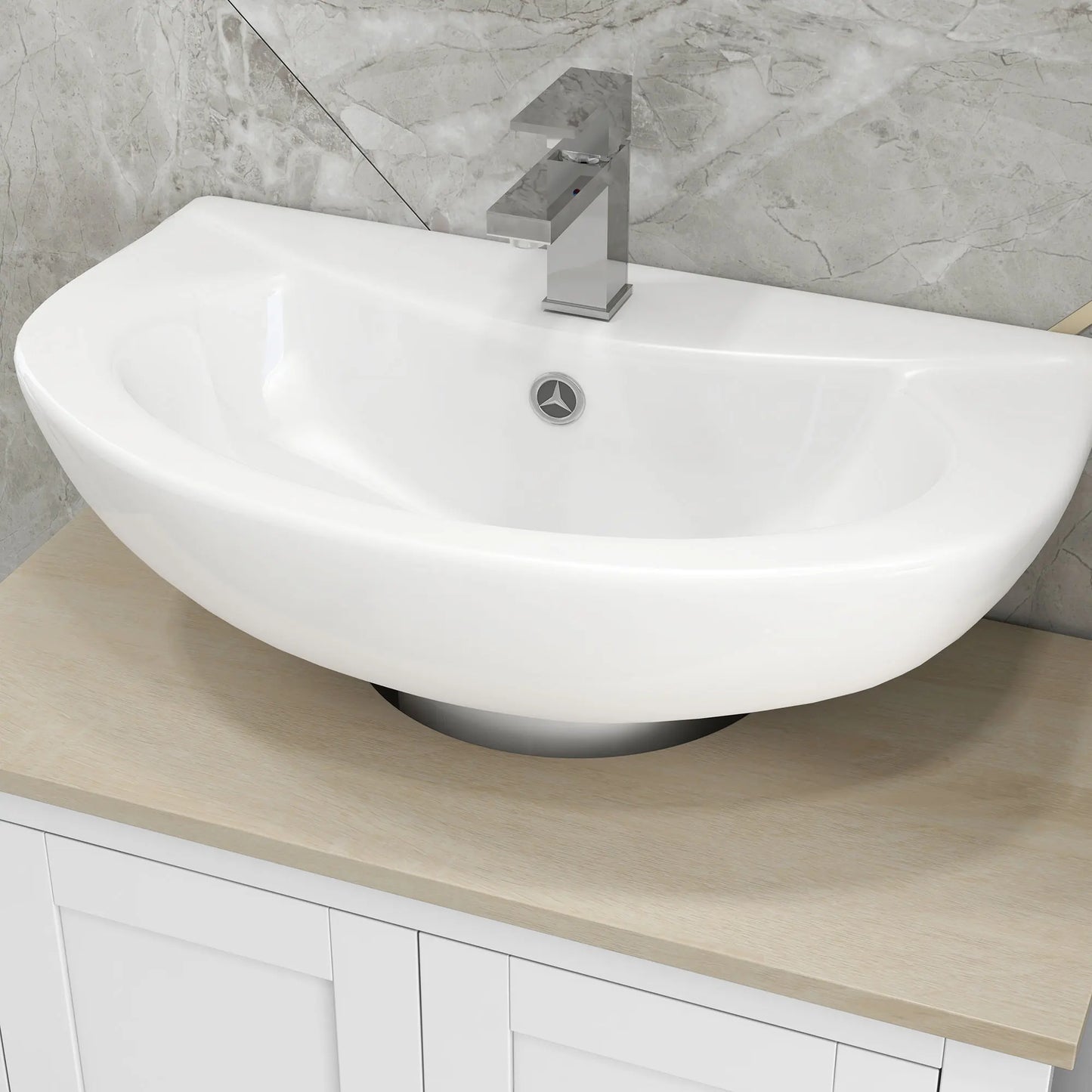Kleankin Pedestal Sink Storage Cabinet U Shape Vanity