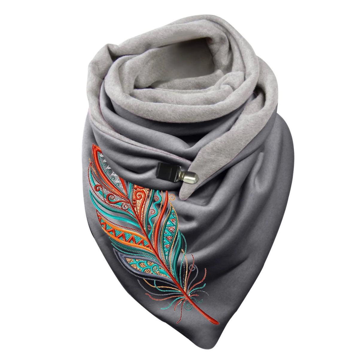 Women’s Embroidered Winter Scarf – Warm Soft Botanical Wrap Shawl
