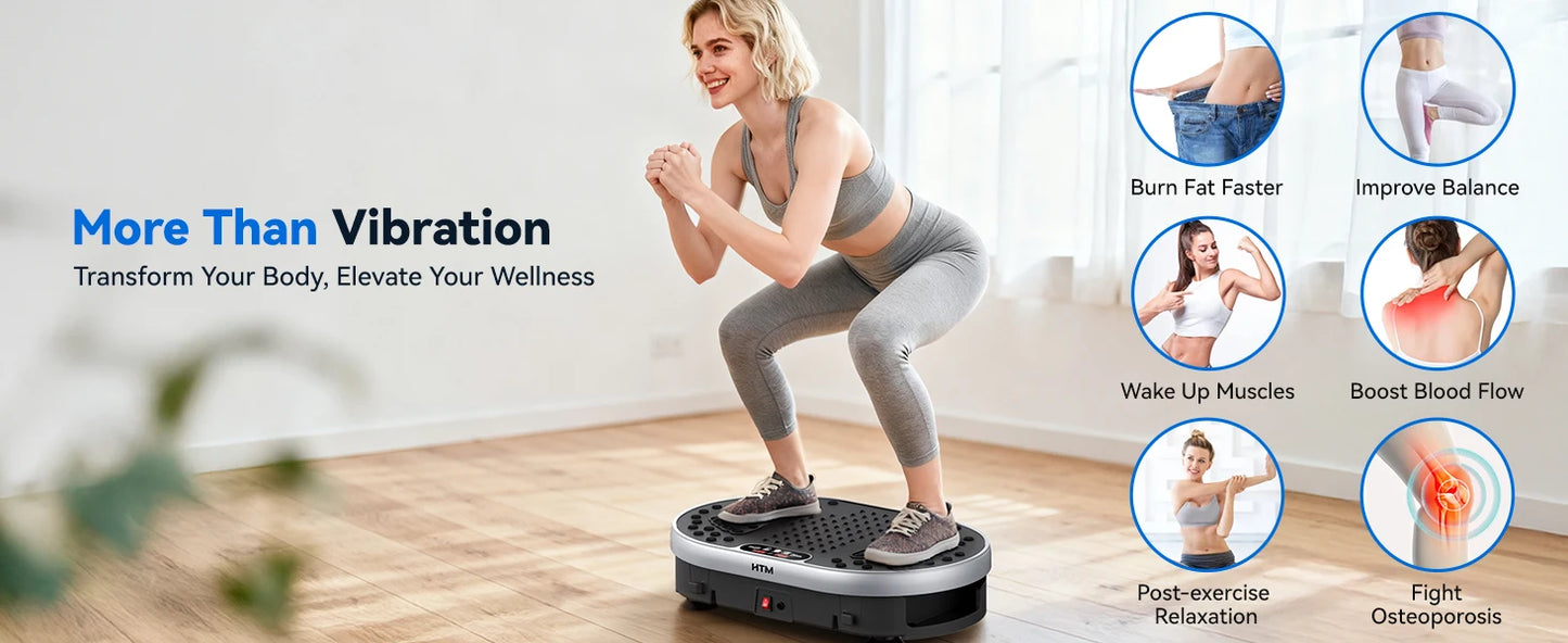 Magnetic Vibration Plate Exercise Machine. 120 Level Full Body Fitness Trainer with Resistance Bands