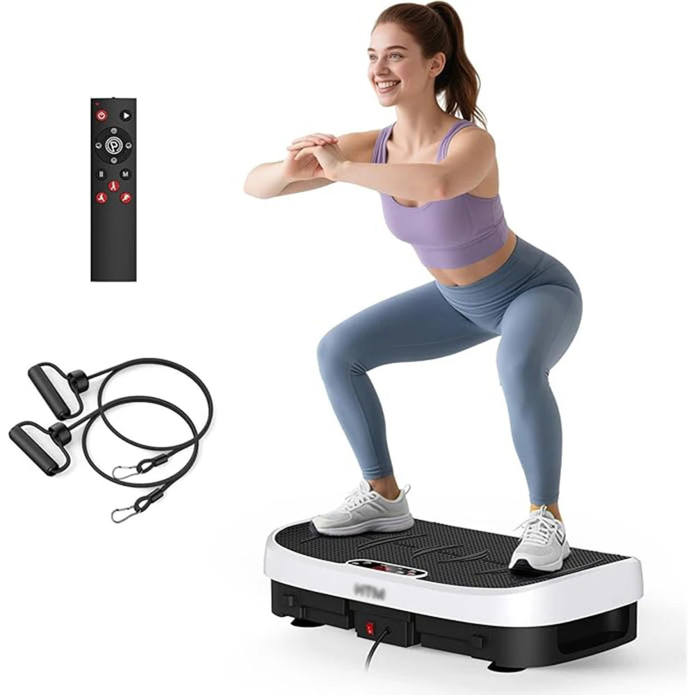 Magnetic Vibration Plate Exercise Machine. 120-Level Full Body Fitness Platform with Resistance Bands
