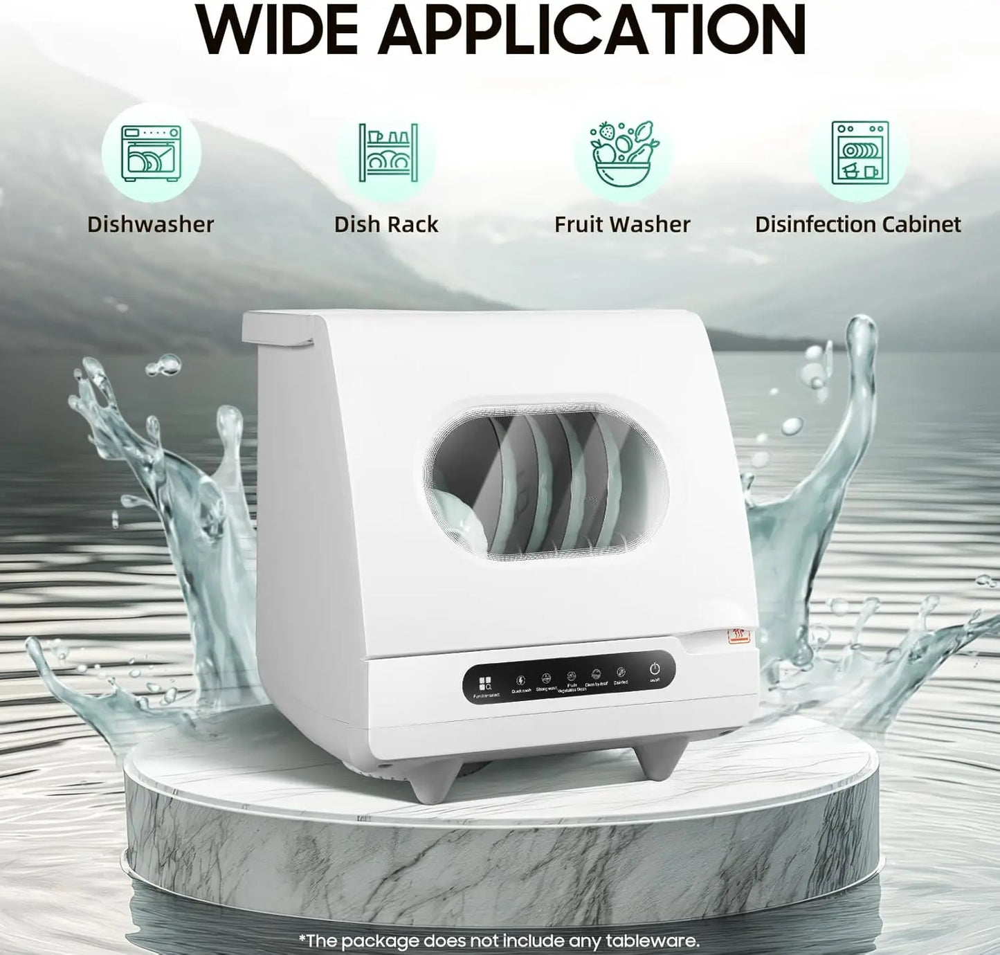 Portable Countertop Dishwasher 158℉ Mini Dishwasher 5 Programs 5L Automatic Dishwashing Machine 360° Spray Deep Cleaning