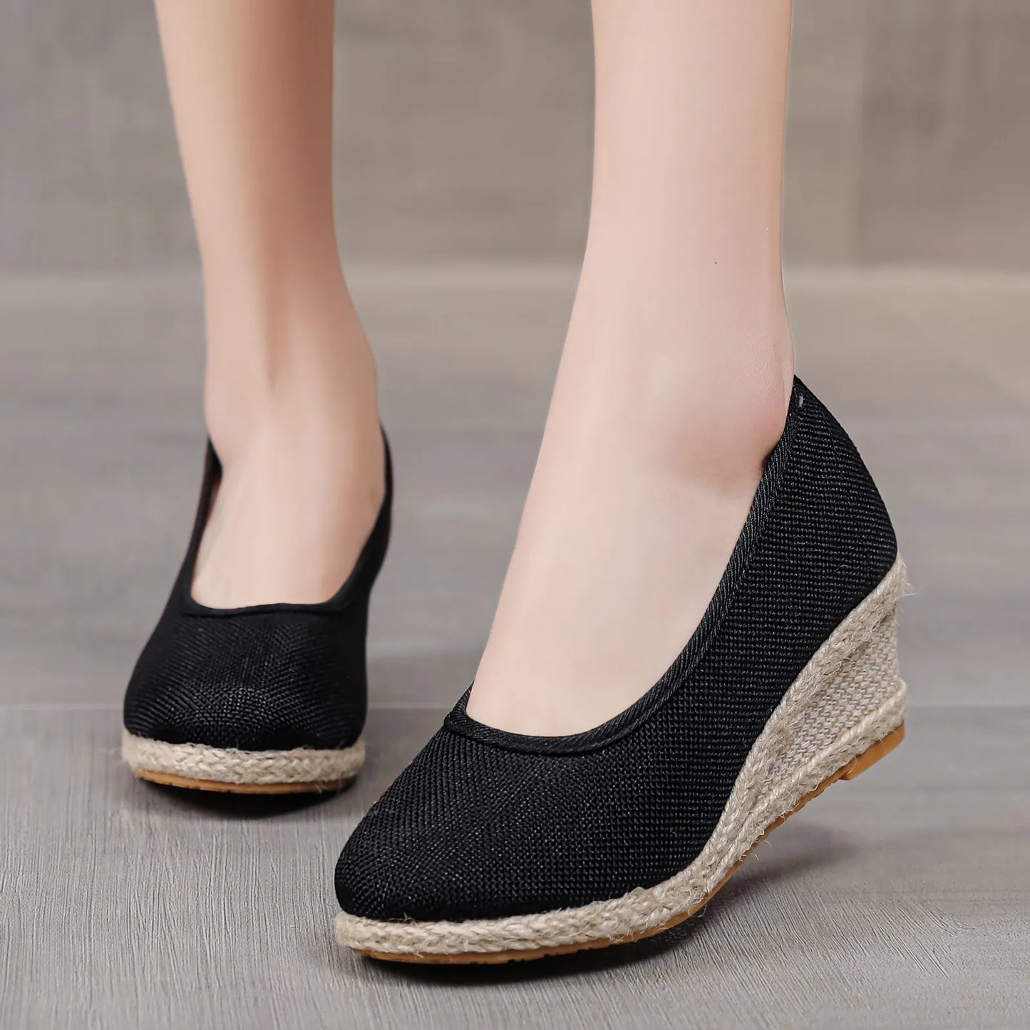 Wedges Woman Spring Summer Espadrilles Women Casual Slip-On Loafers Heeled Shoes Comfort Shallow Pumps Footwear Zapatos Mujer