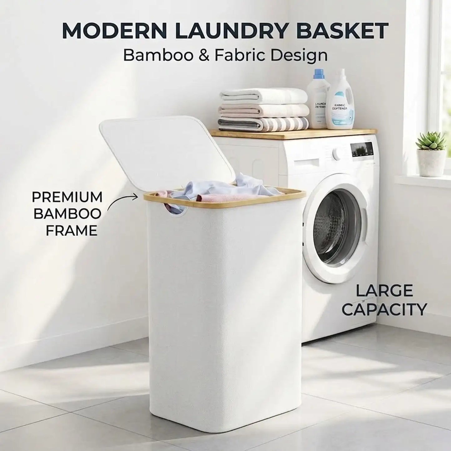 110L Large Capacity Laundry Hamper with Lid & Handles.  Collapsible Oxford Fabric Basket