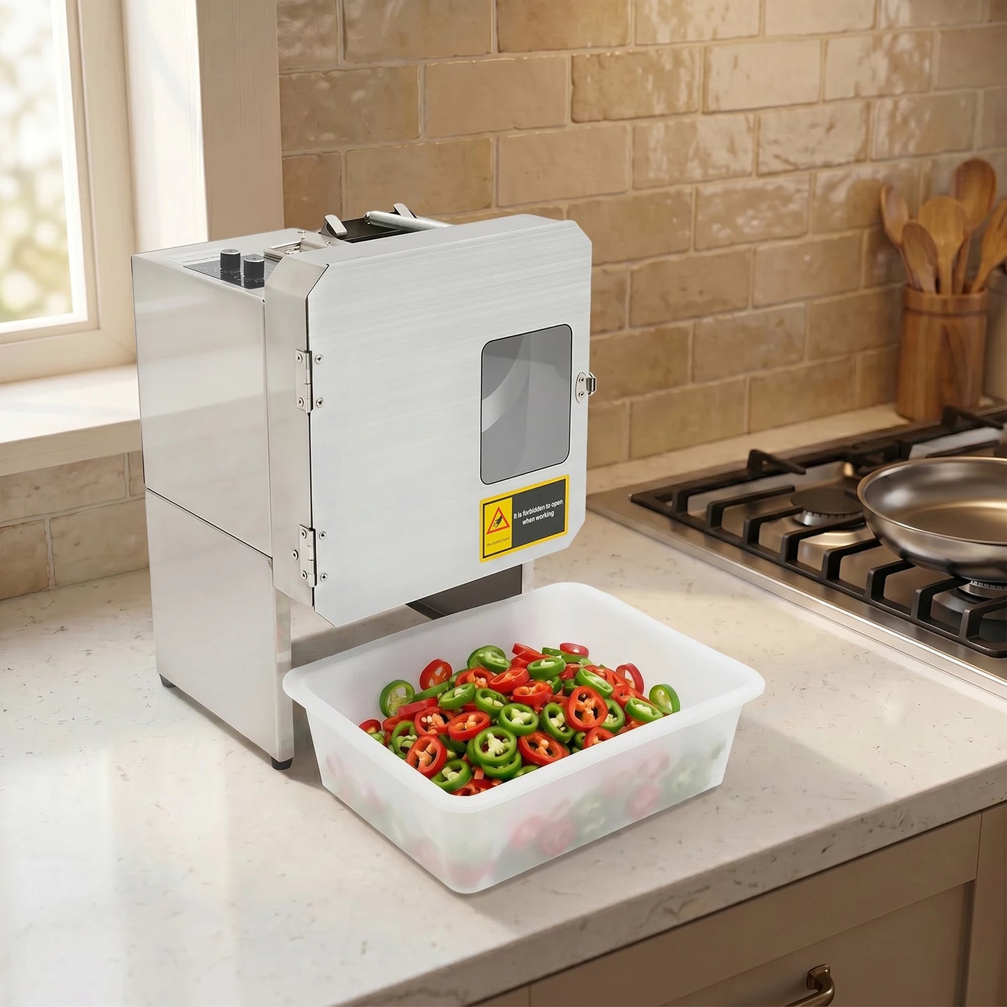 200W Electric Spring Onion Shredder & Vegetable Slicer. Commercial Kitchen Cutter