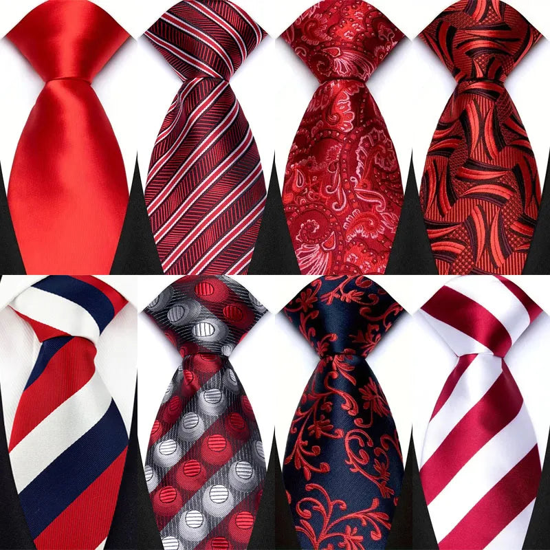 Luxury Red Paisley Men’s Tie. Classic Business and Wedding Necktie