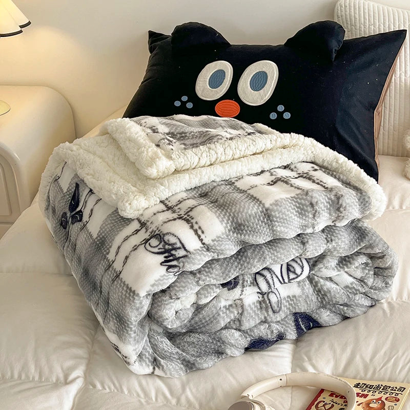 Soft Plaid Fleece Blanket, 300g Cozy Gift for Dorm Sofa Bed | Warm Home Decor Essentials (School Season)