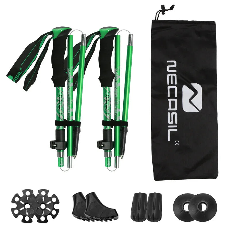 2PCS Ultralight Trekking Poles Set – Foldable Telescopic Nordic Walking Sticks for Hiking, Backpacking & Outdoor Adventures