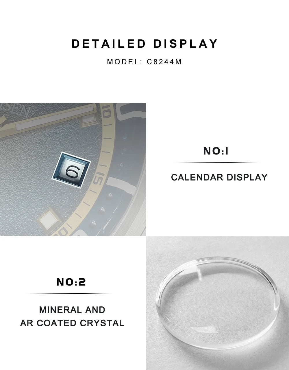 CADISEN Automatic Mechanical Watch Man Silver Business Casual Waterproof Watch Japan MIYOTA 8215 Movement Luminous Men's Watch