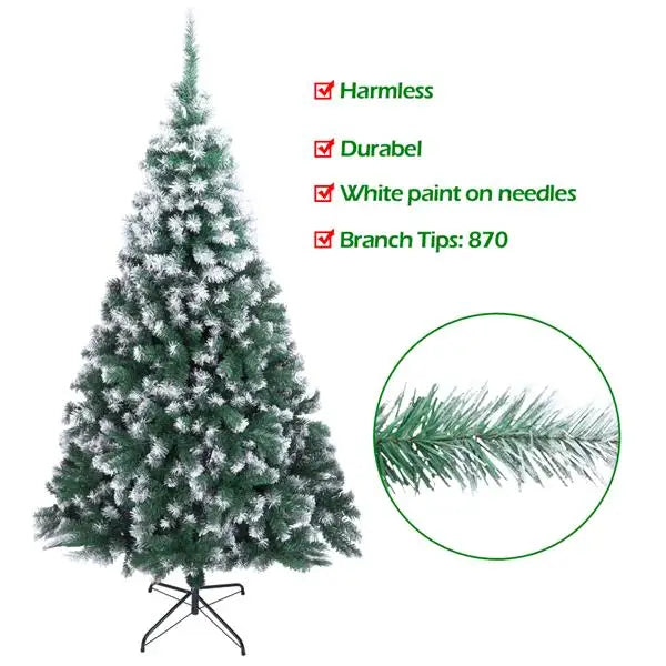 7FT Snow-Flocked Artificial Christmas Tree .870 Branches with Realistic Winter Holiday Design