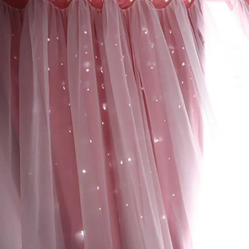Dream Star Blackout Curtains. Elegant Double Layer Bedroom Window Panels