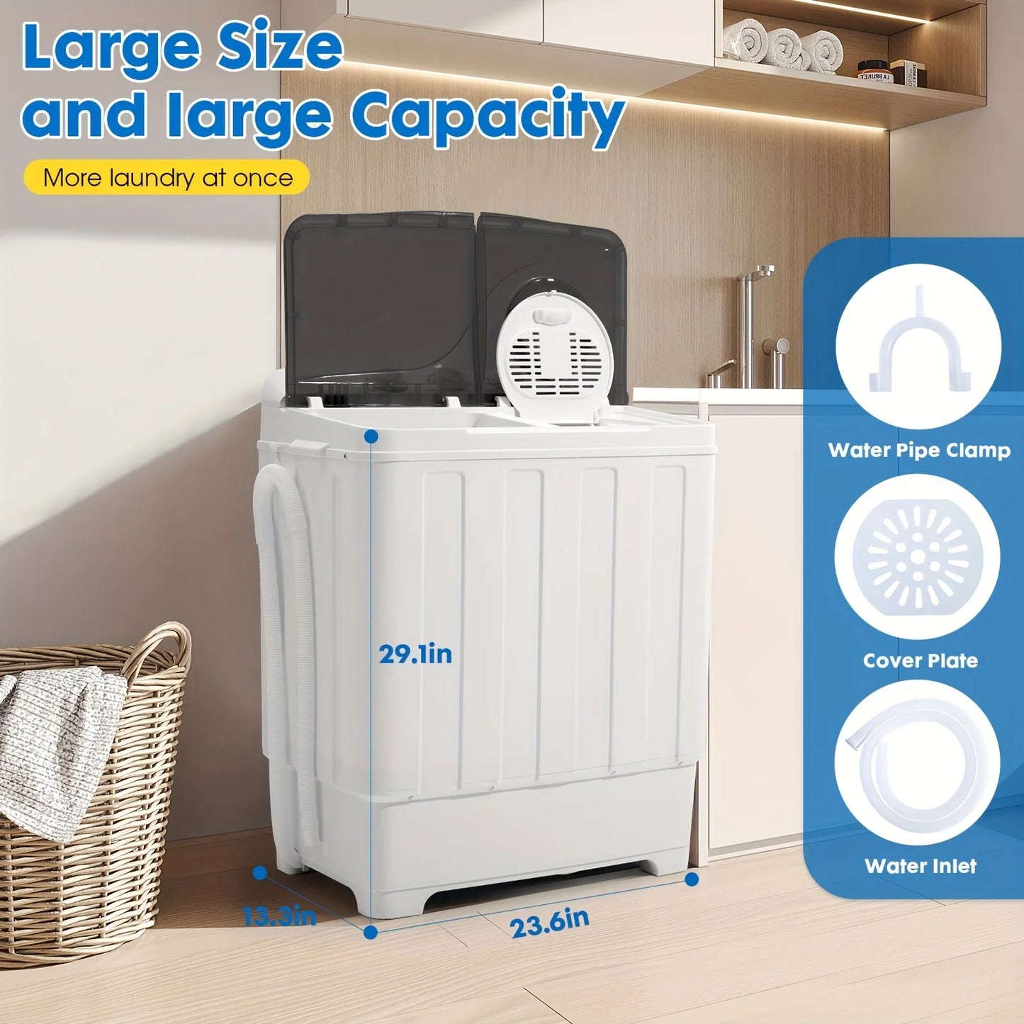 Portable Washing Machine & Spin Dryer Combo – Compact Twin Tub Washer for Apartments, RVs, Dorms & Small Spaces