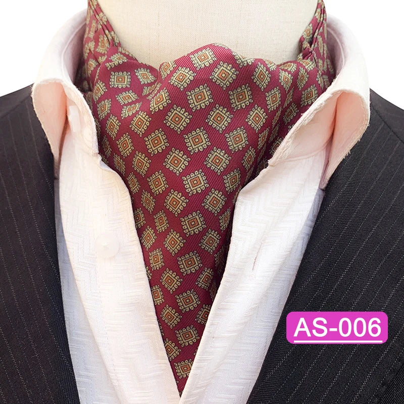 Luxury Men’s Ascot Tie & Pocket Square Set for Weddings, Business & Formal Wear