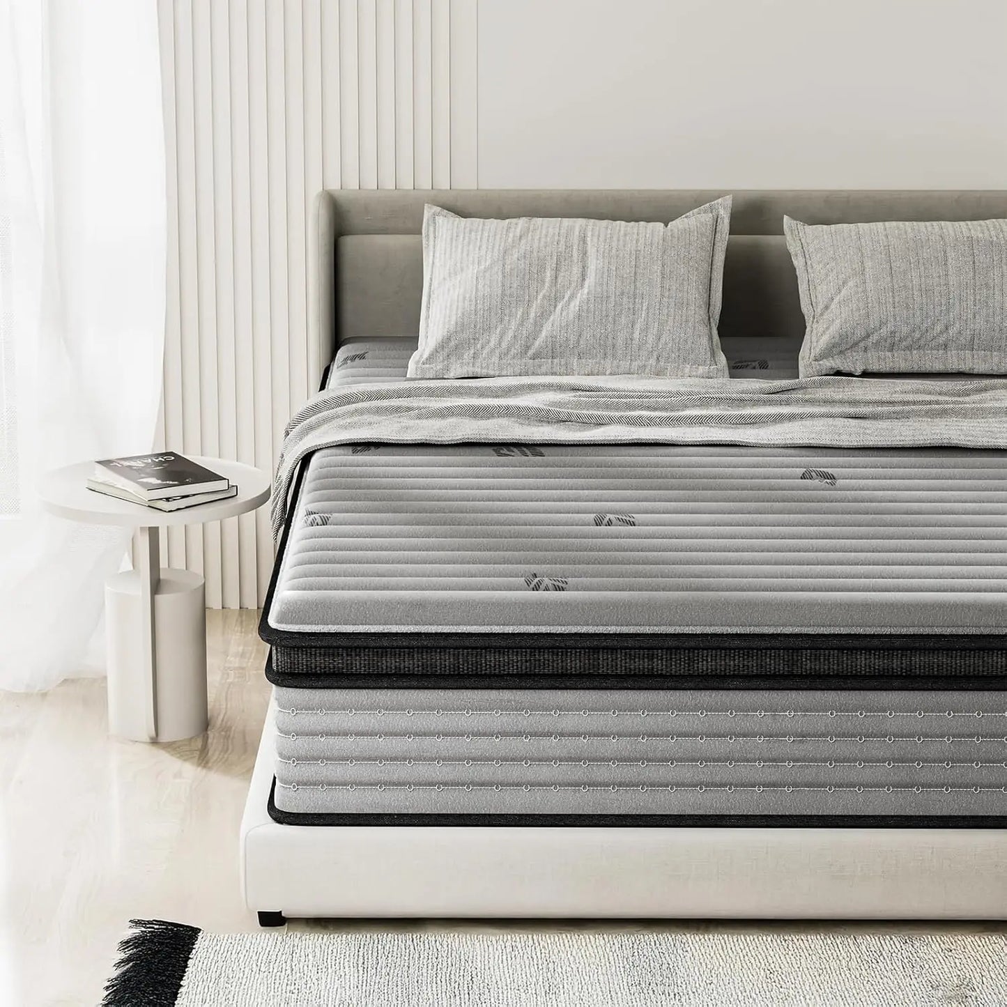 King Mattress 12inch in a Box Memory Foam Hybrid Mattress with Pocket Springs and Zoned Support for Back Lumbar Pressure Relief