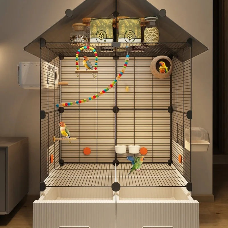 60-Inch Wrought Iron Bird Cage with Detachable Rolling Stand