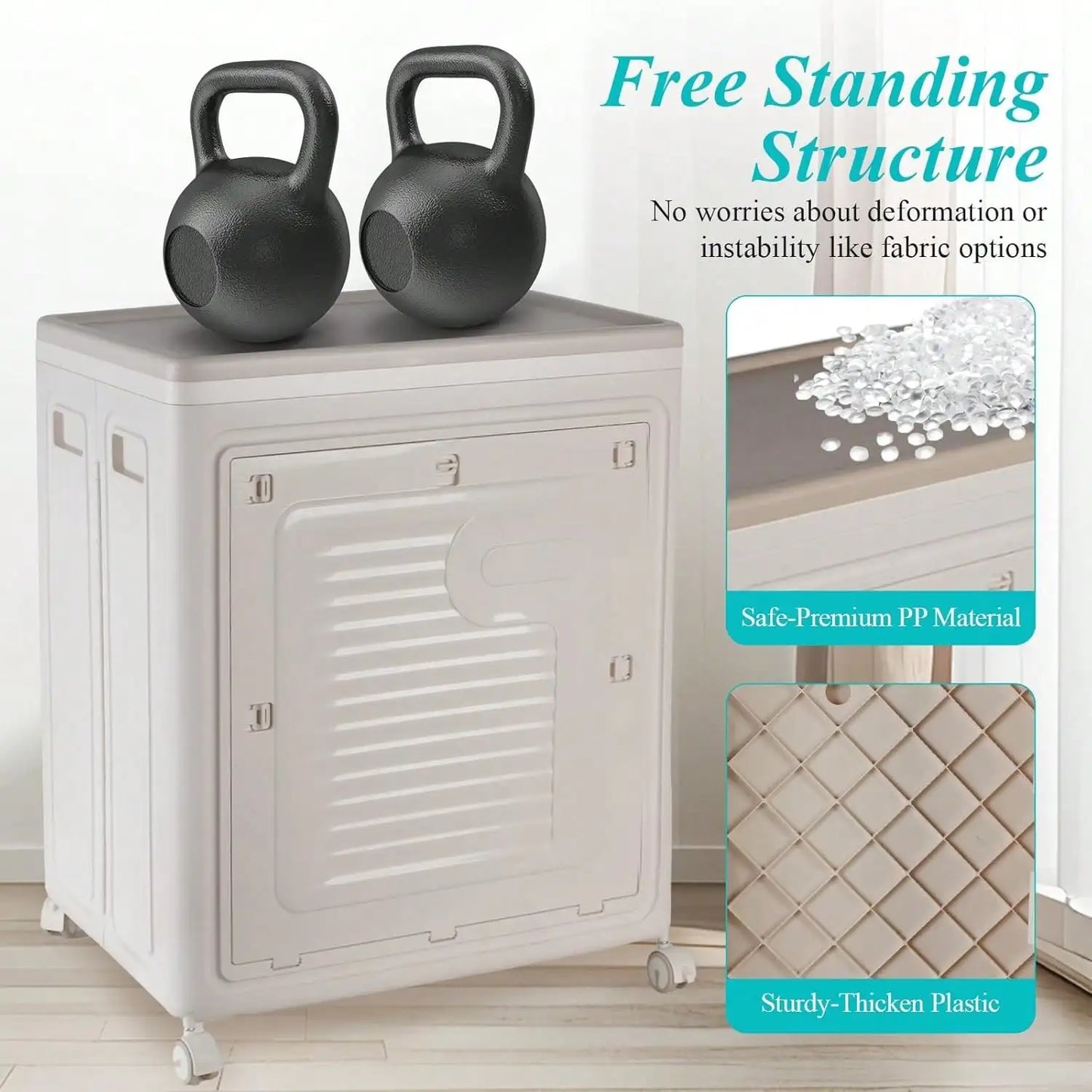 Slim Rolling Laundry Hamper with Lid & Wheels. Space-Saving Organizer