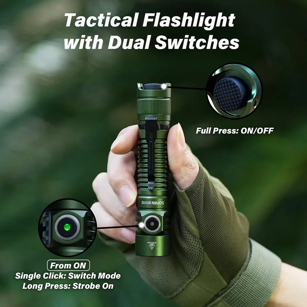 Rechargeable Tactical LED Flashlight .2000 Lumen Long-Range USB-C Flashlight