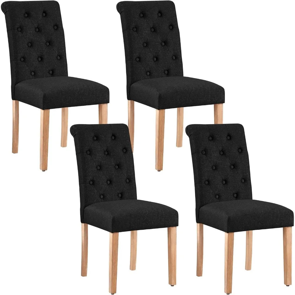 Tufted Dining Chairs Set of 4 Parsons Kitchen Chairs Stylish Dining Room Chair Upholstered Fabric Chairs with Solid Wood Legs