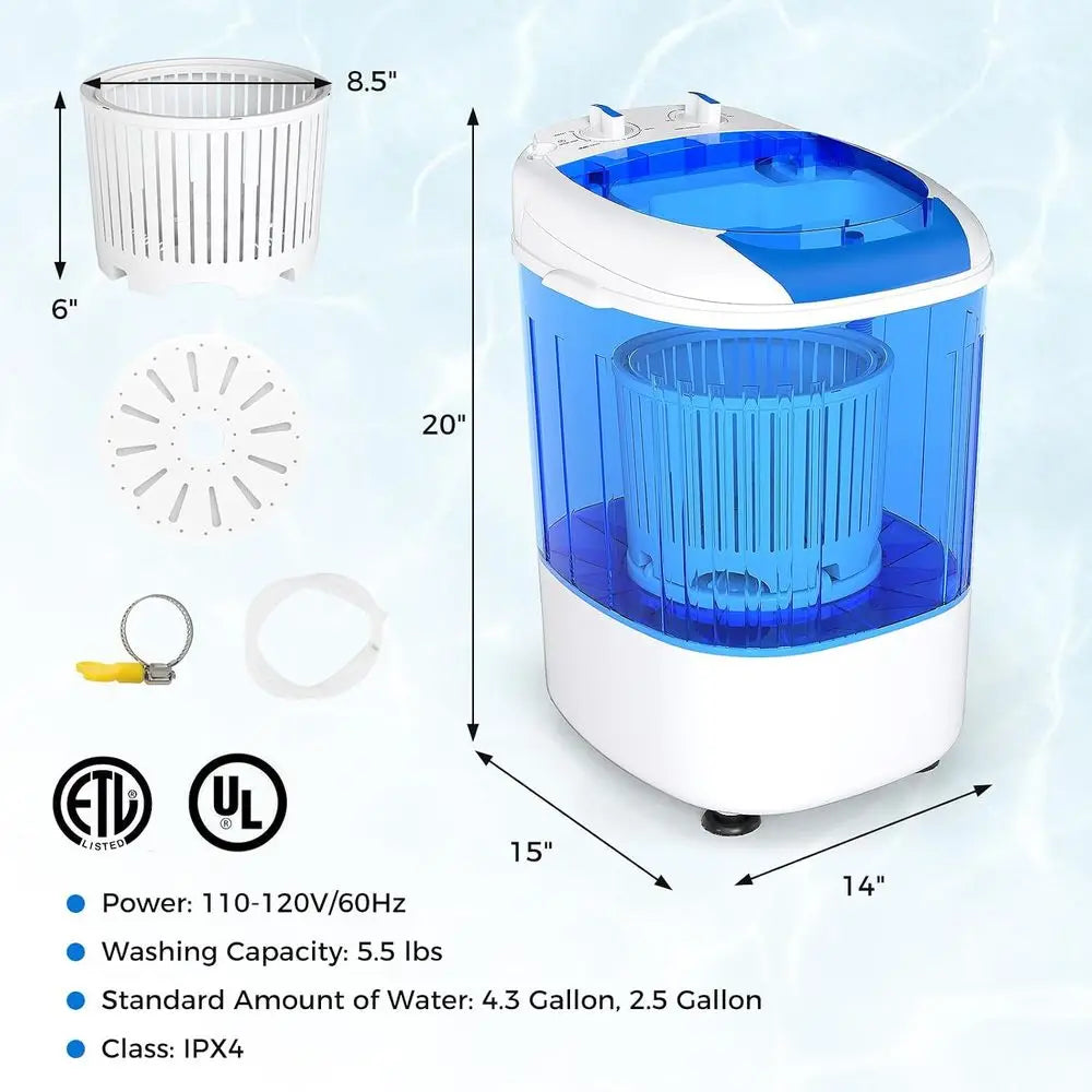Mini Portable Washing Machine.  5.5 lb Compact Laundry Washer