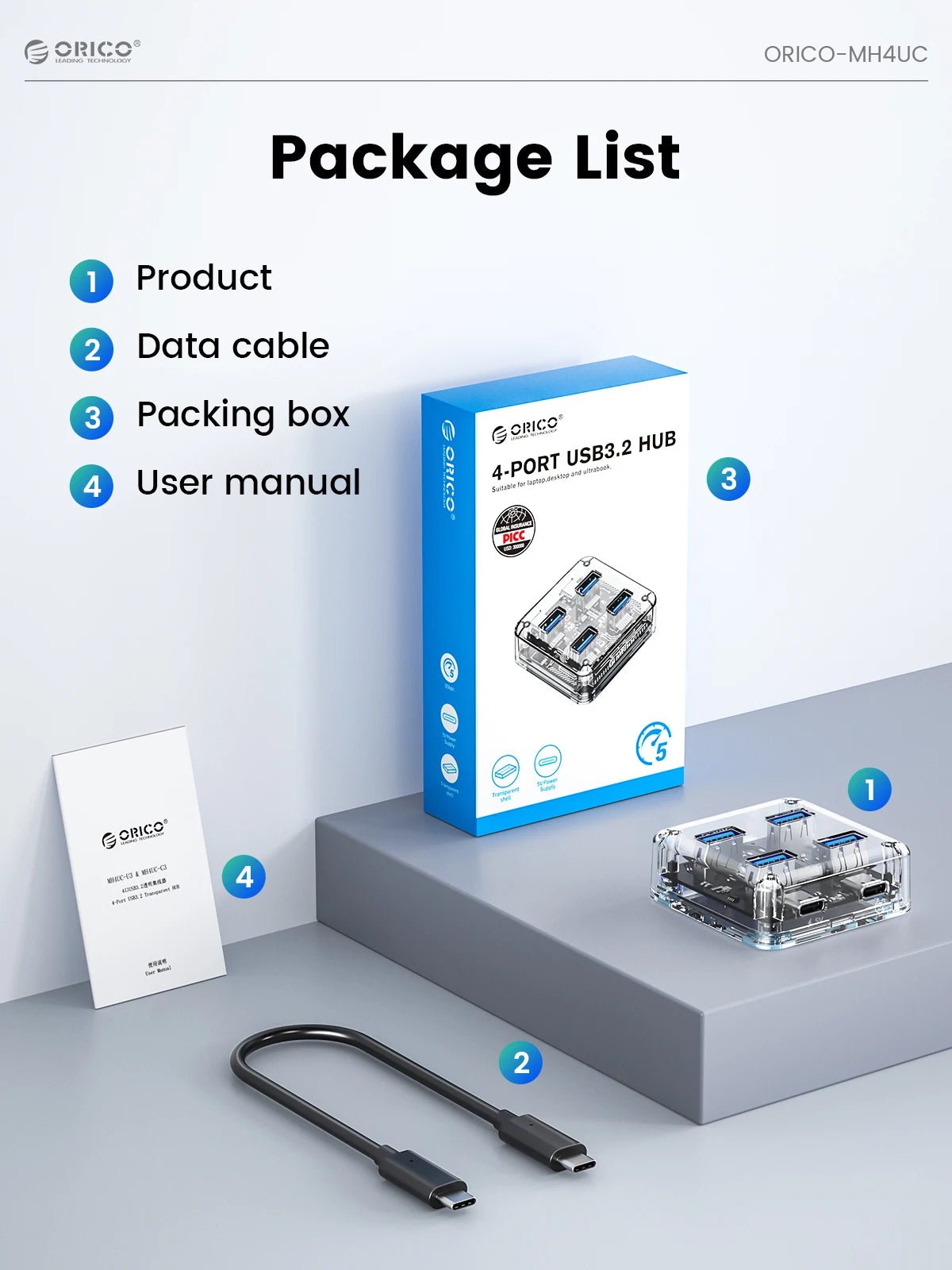 Transparent USB Hub Docking Station with High-Speed Data Transfer & Multi-Port Expansion  Description