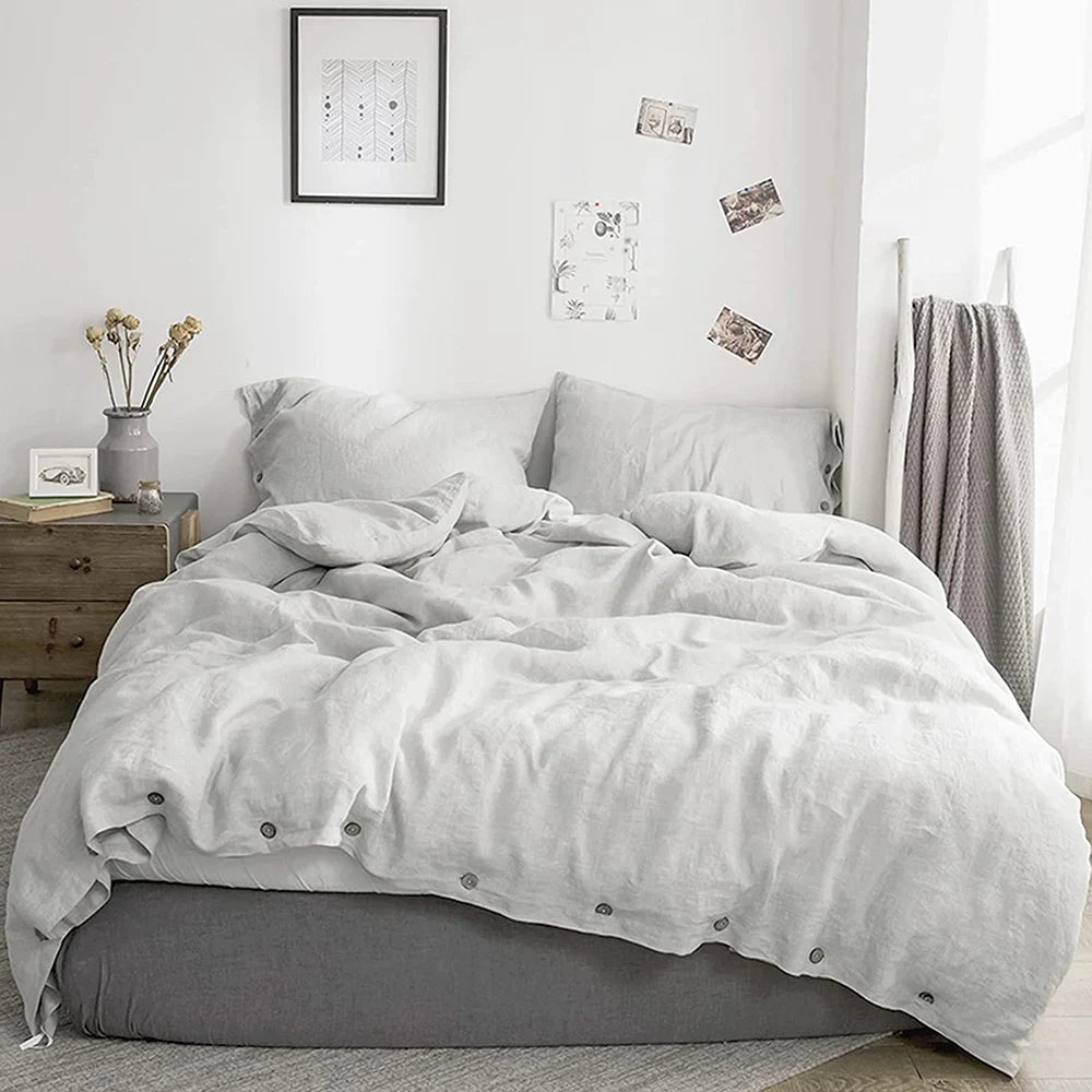 Simple Opulence Linen Bedding Set King Flax Duvet Cover