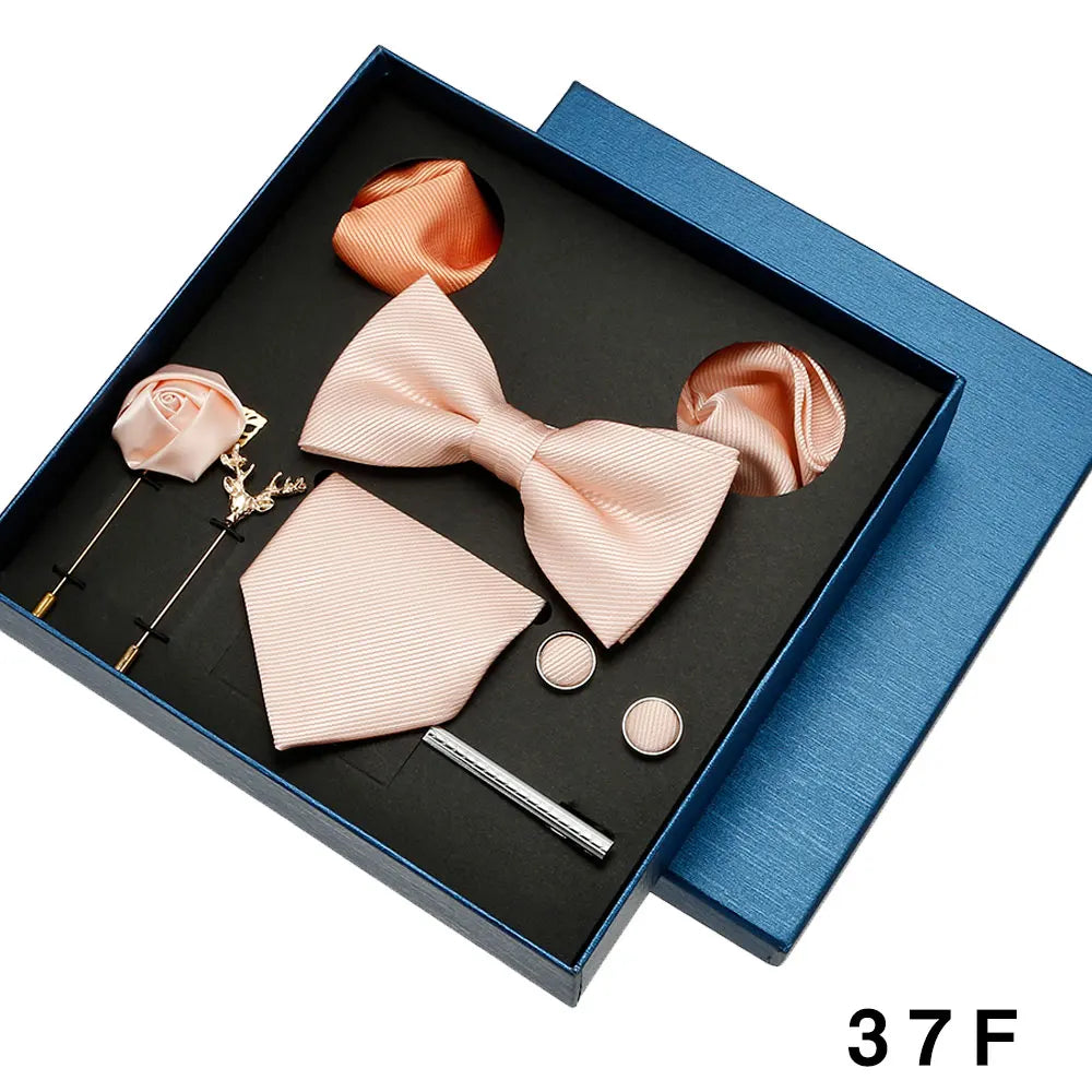 Luxury Men’s Bow Tie Gift Set with Pocket Square, Cufflinks & Lapel Pin