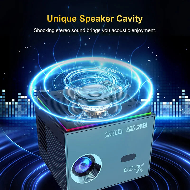 XNANO 300ANSI Projector 8K/4k WiFi 5G Voice Remote Portable Smart Movie Projector with LED Lighting BT5.0 Bulit-in More App