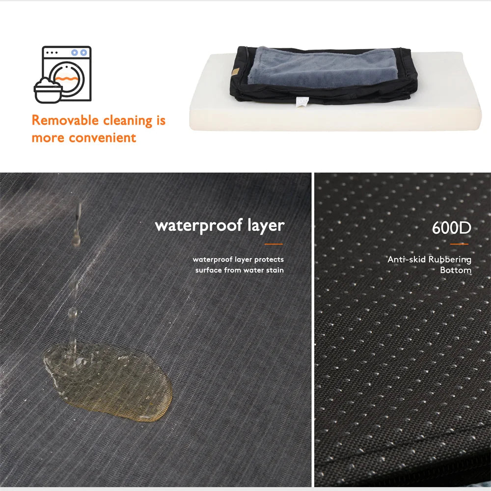 Large Orthopaedic Dog Bed Waterproof Cushion Pet Mattress 2 In 1 Pet Dog Crate Bed with Removable Washable Cover Indoor Outdoor