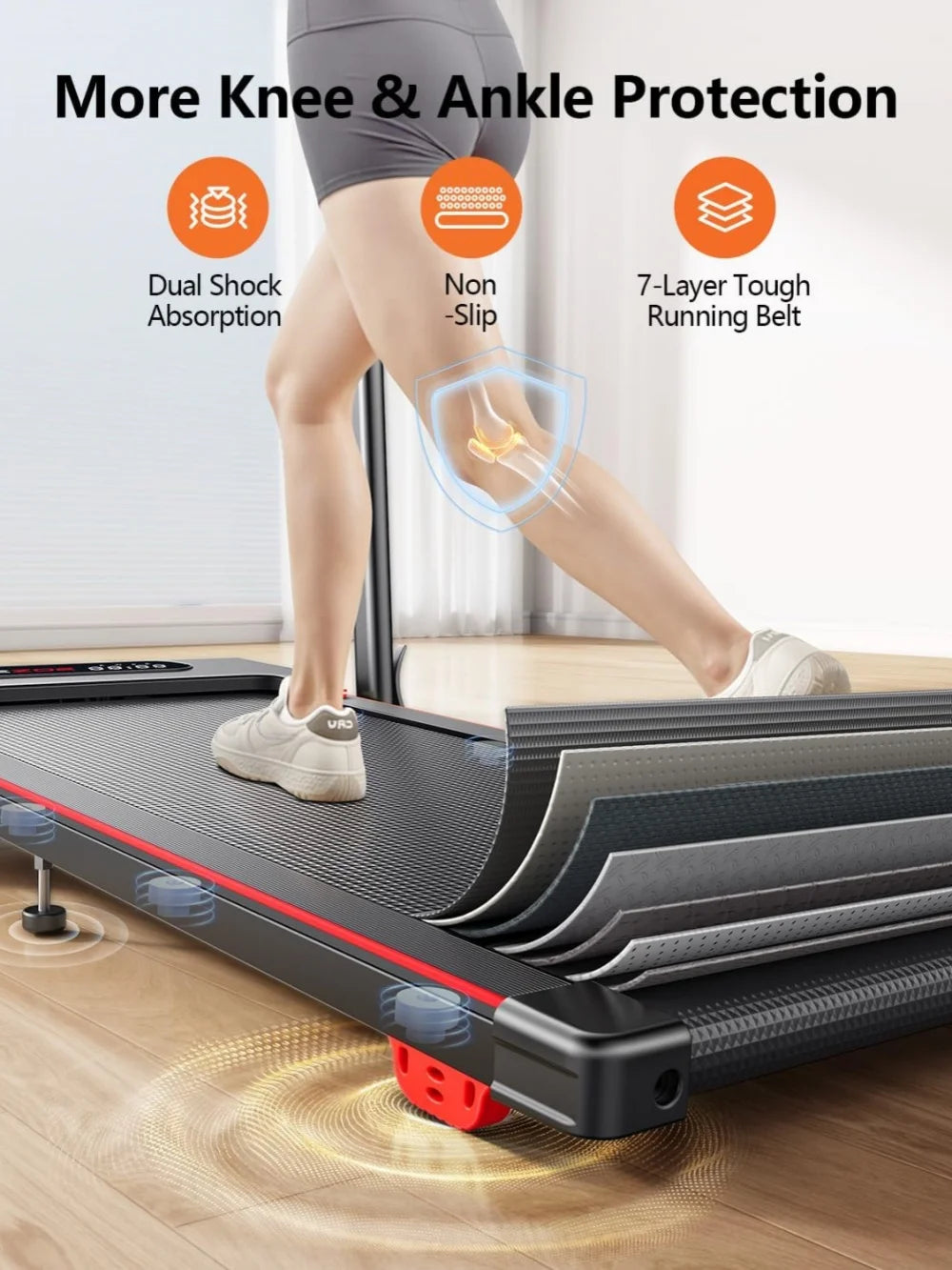 Foldable Walking Pad Treadmill. Compact Home Fitness Running Machine with Quiet Motor