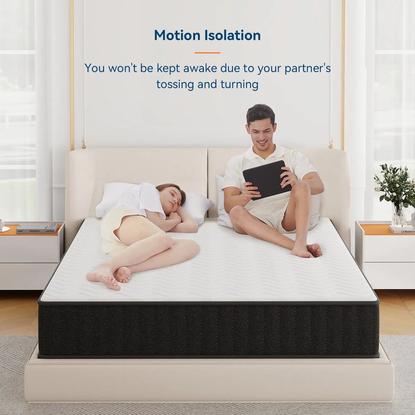 10 Inch Mattress Queen  Memory Foam Mattress in a Box  Cooling Charcoal Medium Firm Mattresses for Back Pain Relief  CertiPUR US