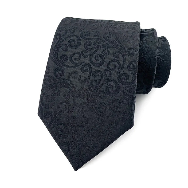 Luxury 8CM Men’s Black Striped Necktie | Classic Business & Formal Tie for Weddings, Office & Special Occasions