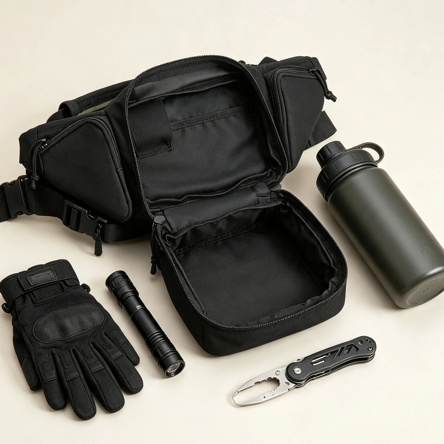 Tactical EDC Waist Pack. Multi-Pocket Utility Belt Bag for Hiking, Camping, Travel & Outdoor Adventures