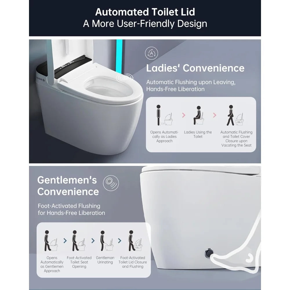 Smart One Piece Bidet Toilet With Auto Open Lid Heated Seat
