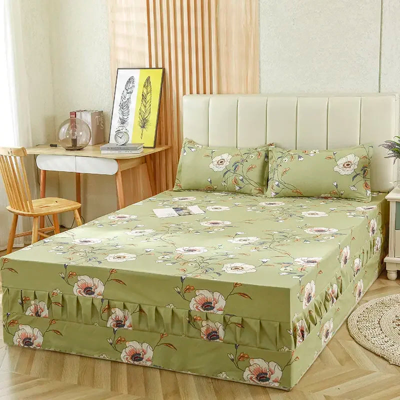 Bedroom Flat Sheets Bed Printed Fashion Modern Queen King Size Washed Cotton Comfortable Bedding Mattress Cover Bedspread New