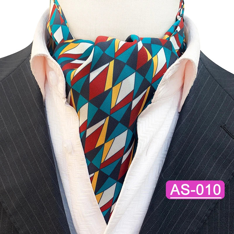 Luxury Men’s Ascot Tie & Pocket Square Set for Weddings, Business & Formal Wear