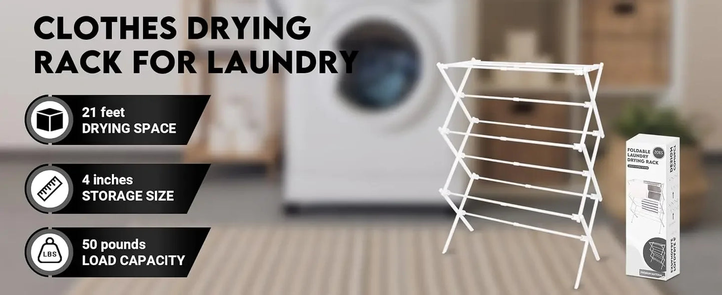 Foldable Clothes Drying Rack for Indoor & Outdoor Laundry, Space-Saving Air Drying Stand
