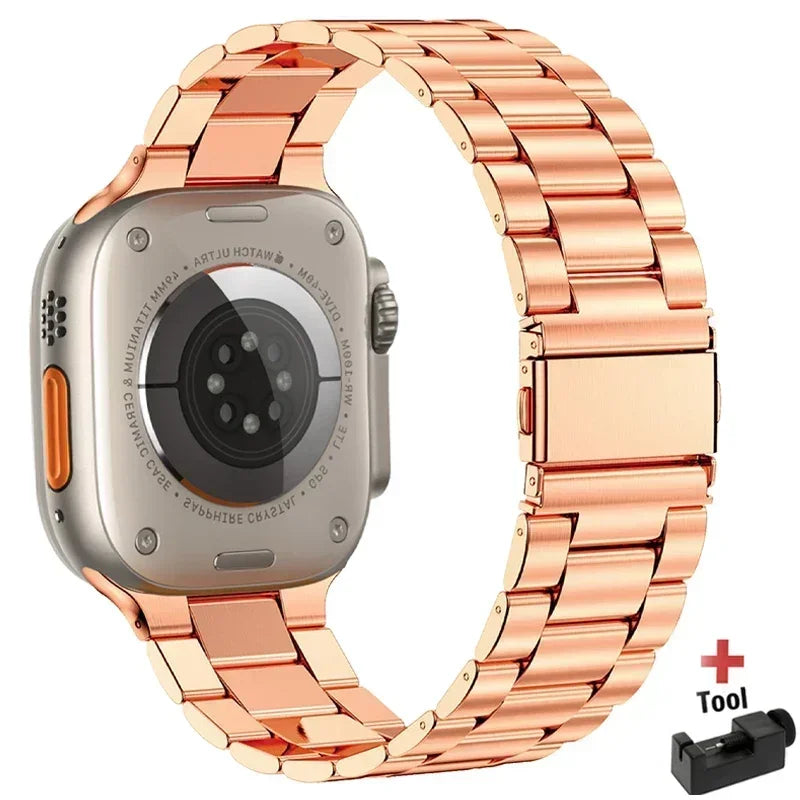Premium Stainless Steel Apple Watch Band .Luxury Metal Replacement Strap