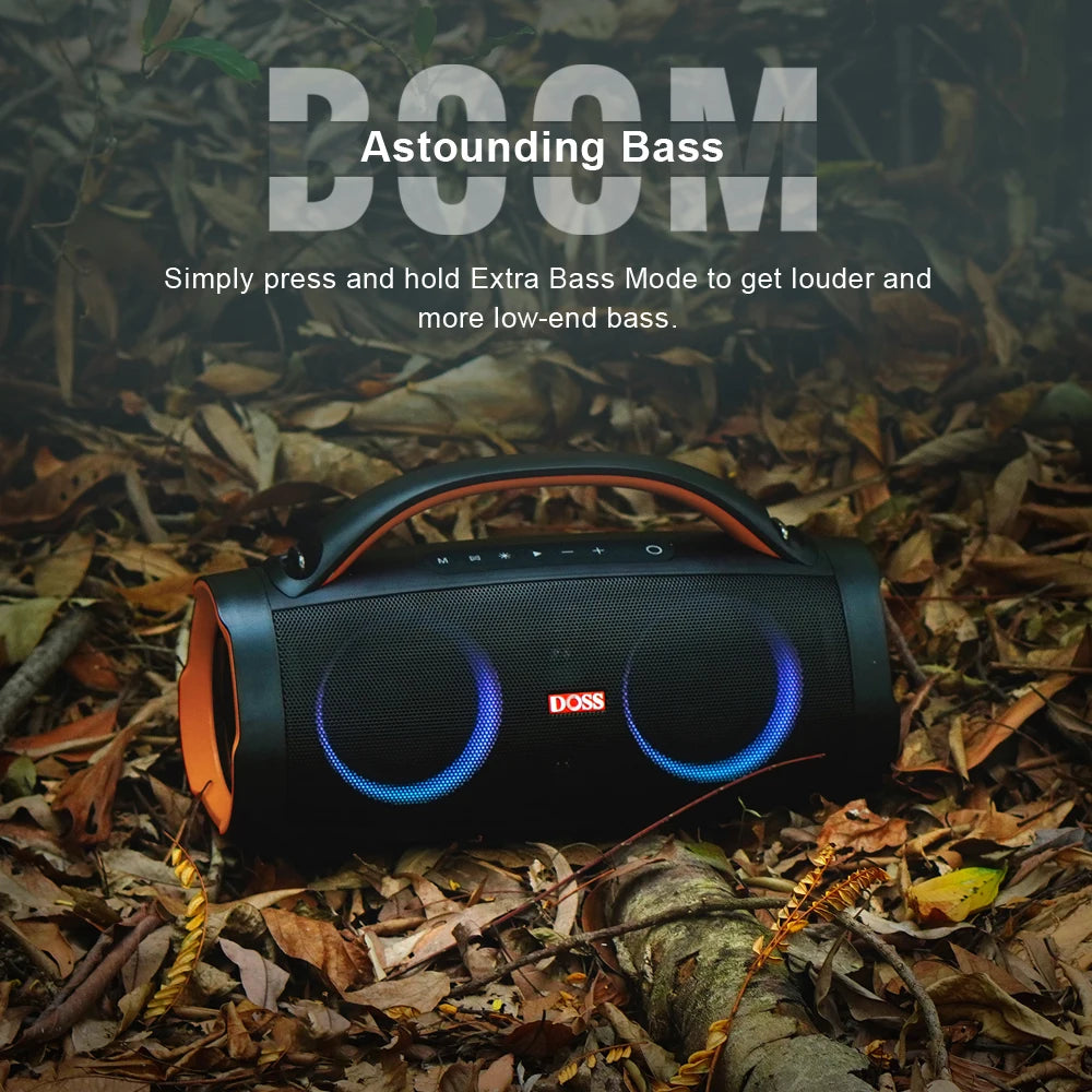 DOSS 100W Portable Bluetooth 5.3 Speaker with Deep Bass, Stereo Sound, IPX6 Waterproof & Long Battery Life