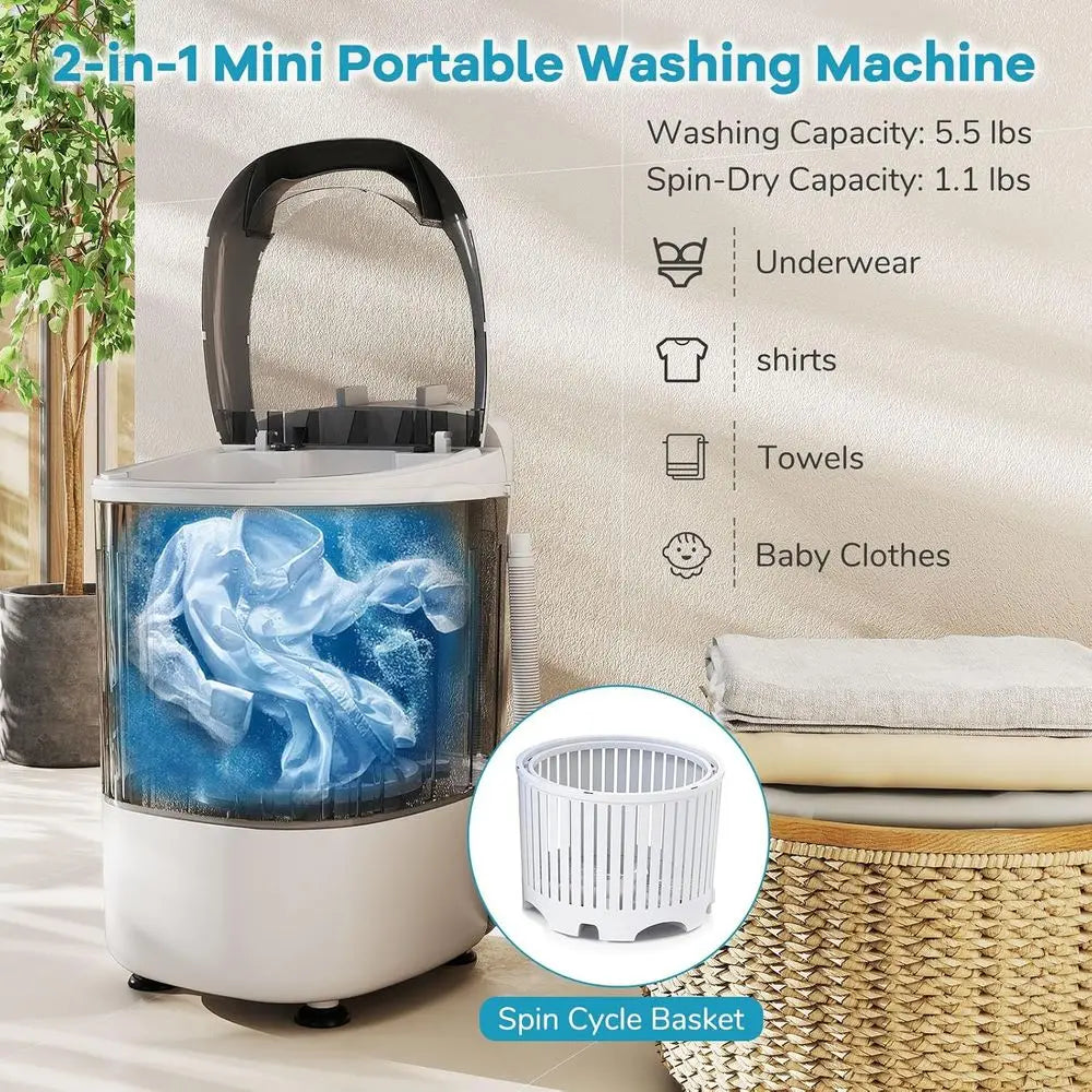 15L Rechargeable Cordless Mini Washing Machine.  Portable Compact Washer