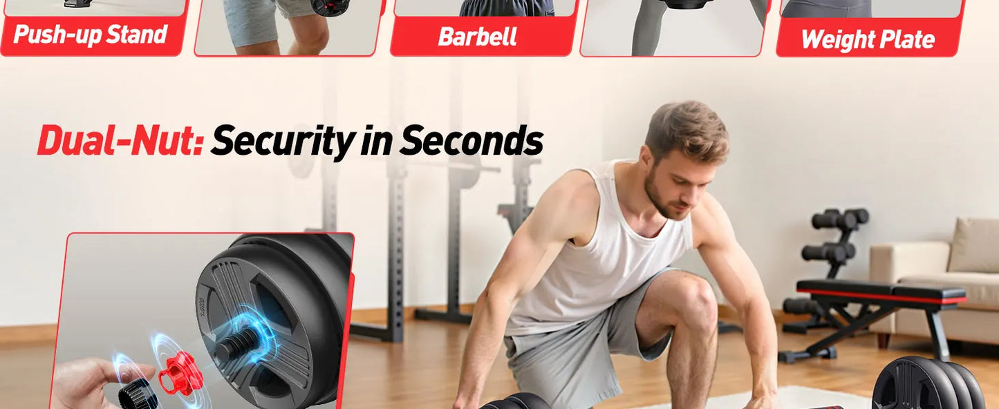 5-in-1 Adjustable Dumbbell Set . Multi-Weight Home Strength Training Equipment