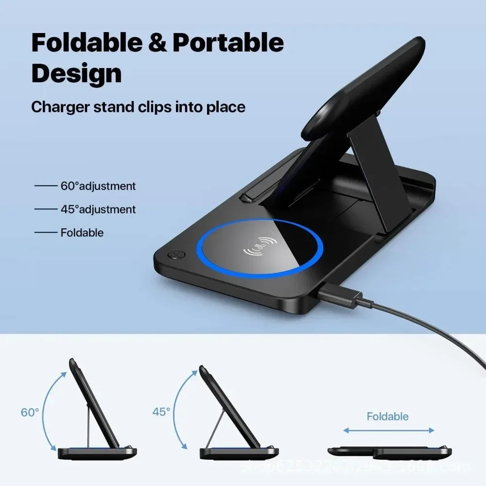30W 3-in-1 Foldable Wireless Charging Station for iPhone, Apple Watch & AirPods