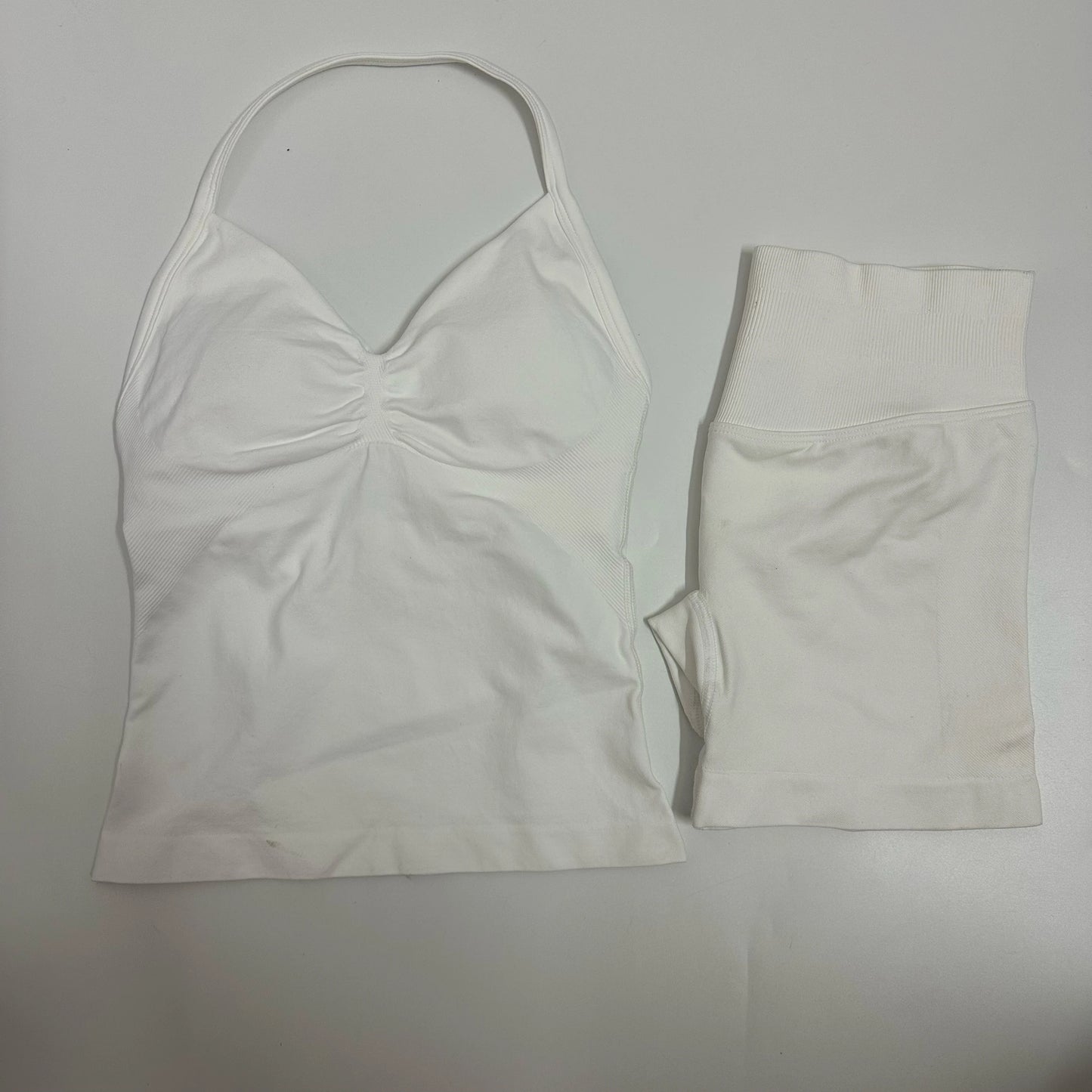 No Logo YogaGym Set Women Backless Tank Tops High Waist Scrunch Seamless Shorts Gym Suit Fitness Clothes Activewear Workout Sets