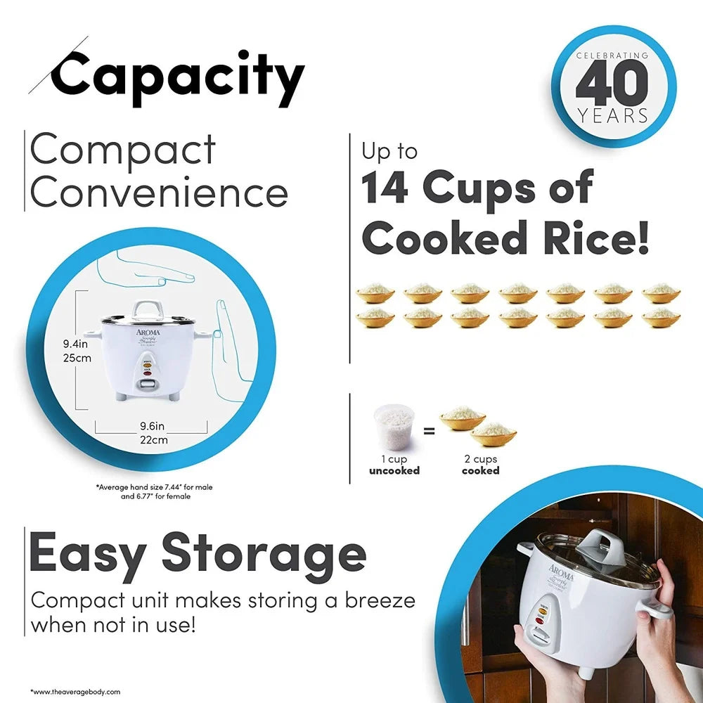 14 Cup Stainless Steel Rice Cooker One Touch Keep Warm