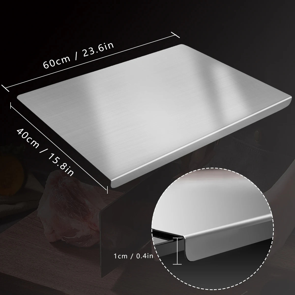 Premium 304 Stainless Steel Cutting Board . Durable Non Porous Kitchen Prep Board