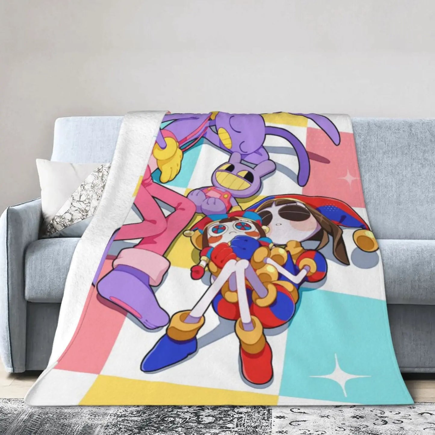 Colorful Cartoon Character Flannel Throw Blanket . Soft Cozy Blanket for Bed, Sofa & Lounge