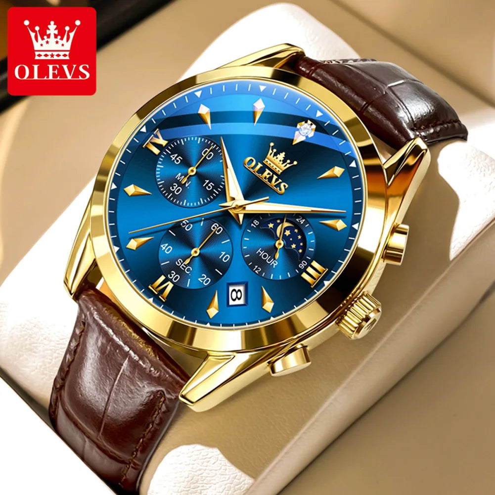 Men’s Elegant Dress Watch – Rose Gold-Tone Case & Brown Leather-Style Strap