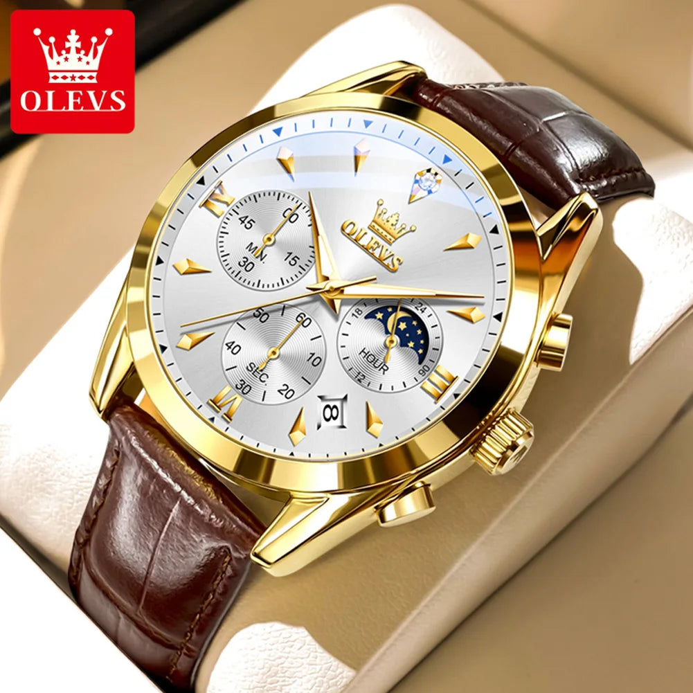 Men’s Elegant Dress Watch – Rose Gold-Tone Case & Brown Leather-Style Strap